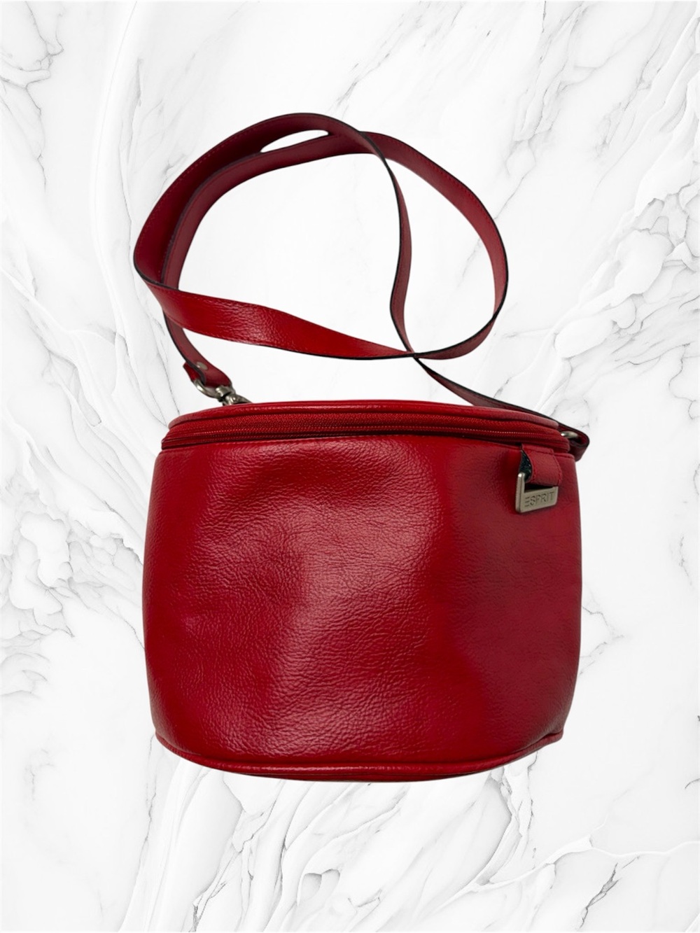 Esprit Red Leather Crossbody structured zipper closure Bag